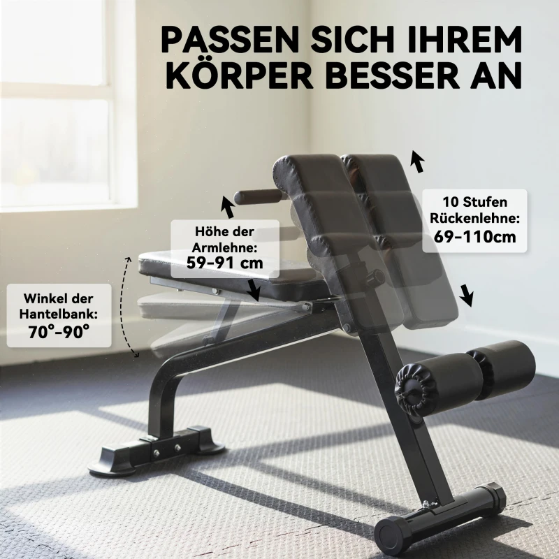 SPORTNOW Trainingsbank, Hantelbank, Fitnessbank, Stahlrahmen, Schwarz