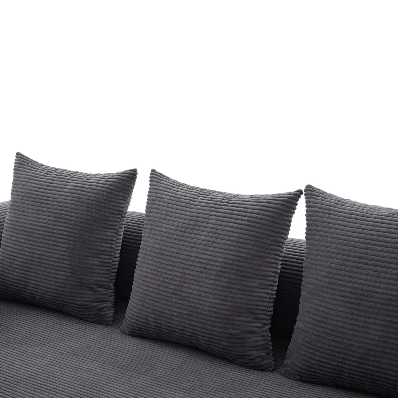 Cozy Compressible Folding Sofa with Detachable Metal Frame, Soft Modular Sectional Couch for Small Apartment, 110L x 33W x 33H cm, Dark Gray
