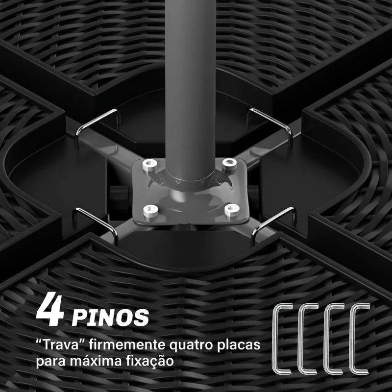 Outsunny Base para Chapéu de Sol de 4 Peças Recarregável com Areia 68 kg ou Água 52 kg para Jardim Pátio ou Terraço Preto