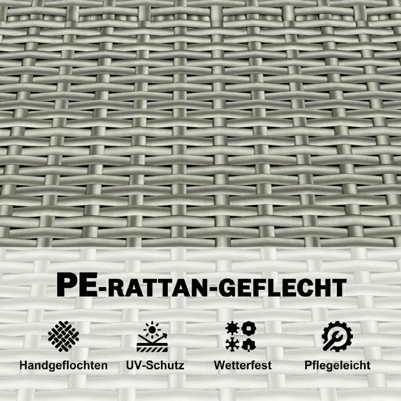 Outsunny Gartenbank Polyrattan 170L 2-Sitzer Sitzbank mit Stauraum abnehmbar Kissen Reißverschluss-Innenauskleidung Holz-Armlehne