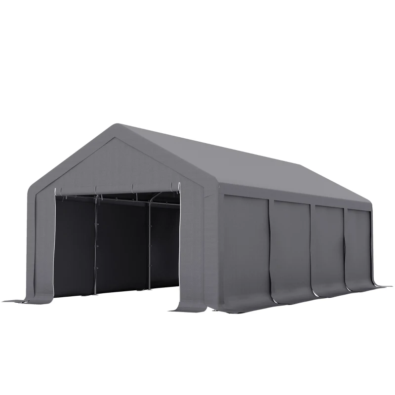 Outsunny 4 x 8 m Marquee Gazebo with Sides, 420g/m² PVC Cover, Heavy Duty Party Tent Canopy & Carport Shelter for Outdoor Event, Wedding, Dark Grey