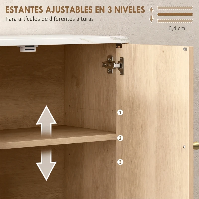 HOMCOM Armario de Baño de Pared Puertas con Diseño de Reloj de Arena Estante Ajustable Estante Abierto 60x18x70 cm Roble