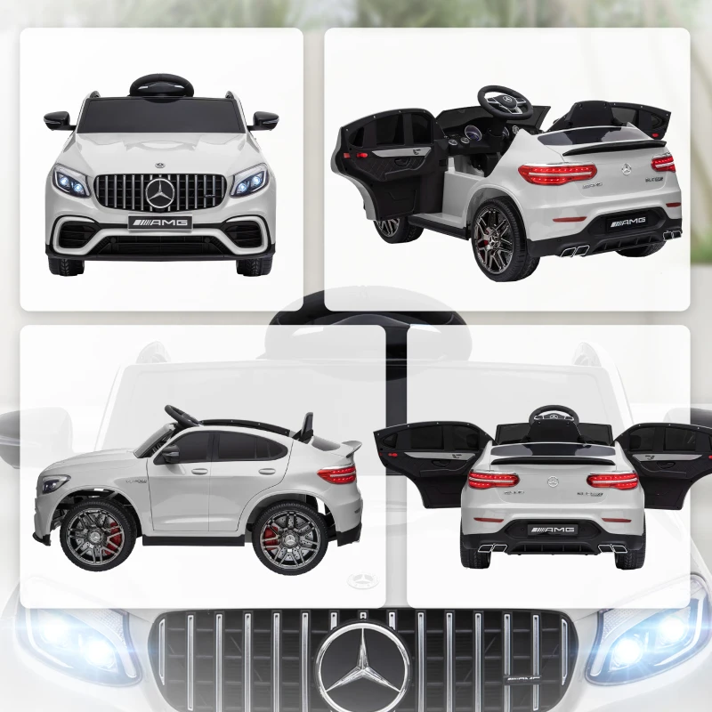 HOMCOM Macchina Elettrica per Bambini 3-5 Anni Mercedes con Cintura di Sicurezza e Telecomando, Bianco