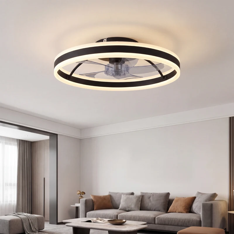 HOMCOM Deckenventilator mit Licht und Fernbedienung, LED-Deckenventilator mit 3 Farbtemperaturen, 6 Geschwindigkeiten, 50 cm