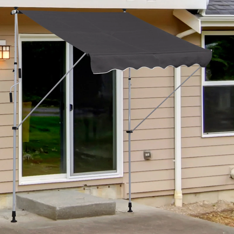 Outsunny Store banne manuel rétractable 2L x 1,5l x 1,7-2,8H m inclinaison réglable installation rapide store banne