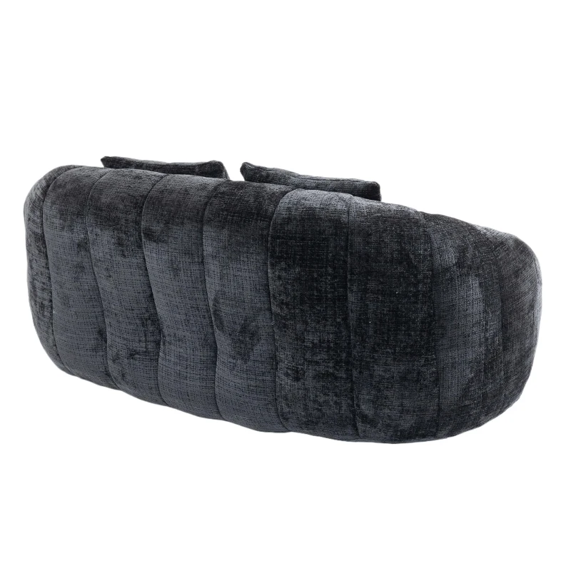 Cozy Oversized Bean Bag Sofa with 2 Matching Pillows, Soft 2-Seat Sectional Couch for Living Room and Bedroom, 145L x 95W x 63H cm, Black