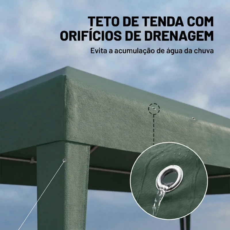 Outsunny Tenda para Festas com 4 Paredes Laterais 2 Janelas e Estrutura de Aço 585x295x255 cm Verde