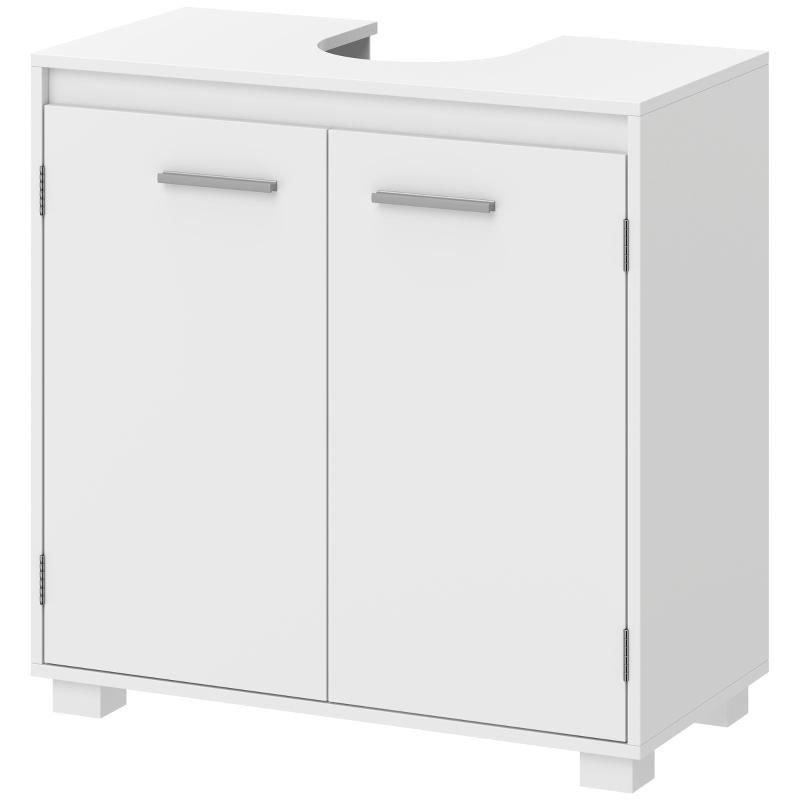HOMCOM Mueble Bajo Lavabo de Baño Moderno Independiente con Recorte en U Estante Ajustable Blanco