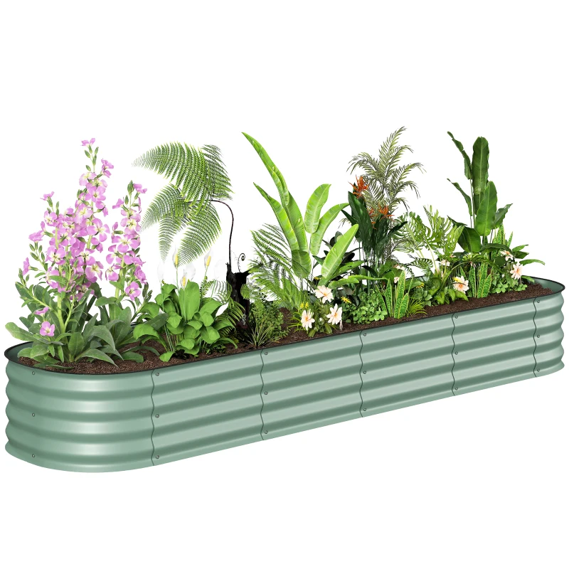 Outsunny Jardinière surélevée carré potager de jardin en acier modulable pour légumes, plantes, fleurs, dim. 240 x 62 x 30cm