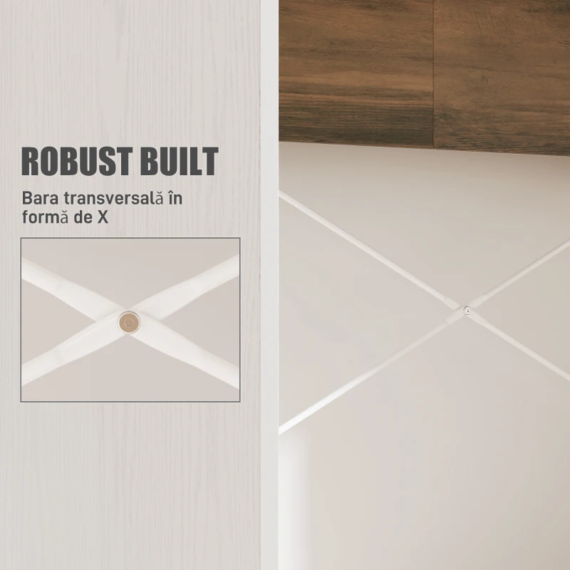 HOMCOM Birou PC Modern cu Blat Înălțat și 2 Rafturi, din PAL, 110x50x102,6 cm, Alb, Maro și Nuc