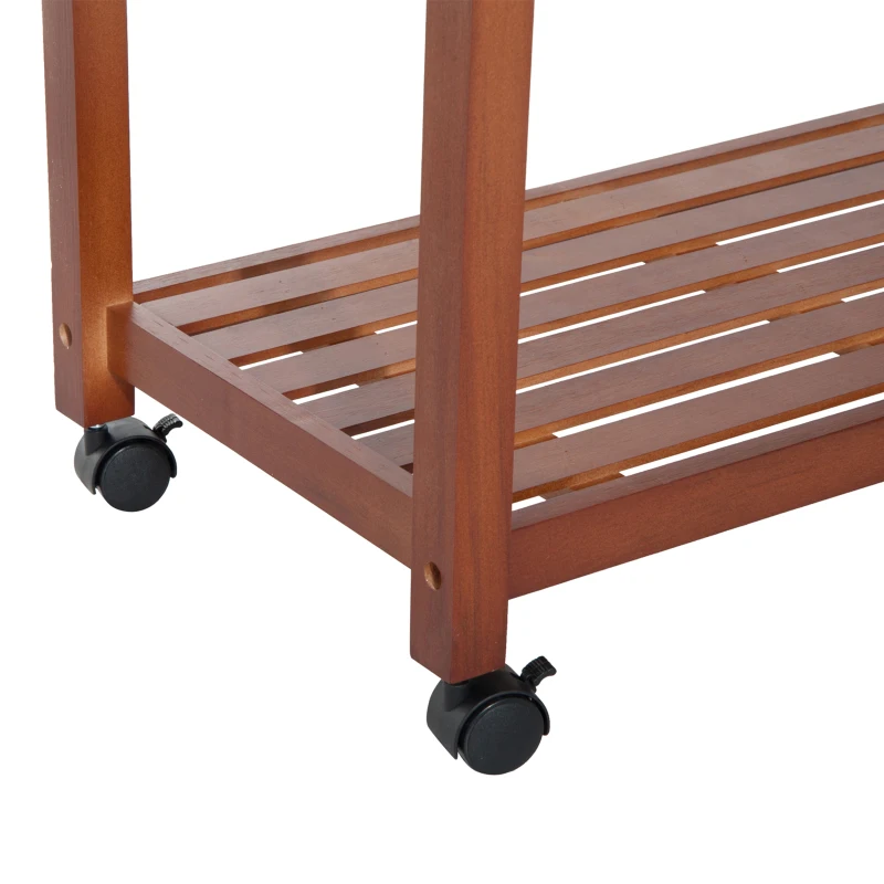 HOMCOM Carrello Portata da Cucina in Legno con Portabottiglie, Cestello, 2 Ripiani, 2 Cassetti, Legno di Pino, Resistente, Agevole, Versatile, 84.5x37.2x85cm