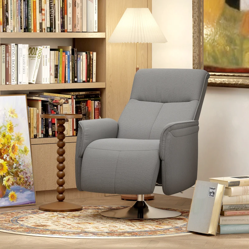 HOMCOM Sillón de Masaje Eléctrico con Reposapiés Sillón Relax Giratorio y Reclinable con Mando 68,5x77x117 cm Gris
