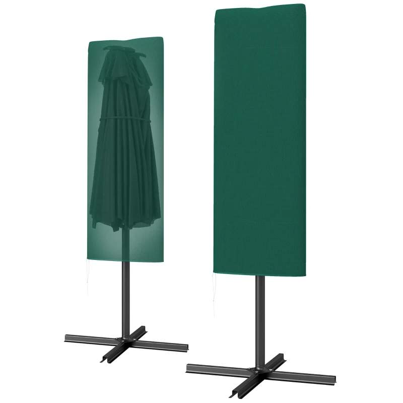 Outsunny Garden Parasol Cover, Outdoor Patio Umbrella Protector Weatherproof Garden Patio for 2-4.6m Parasol, Dark Green