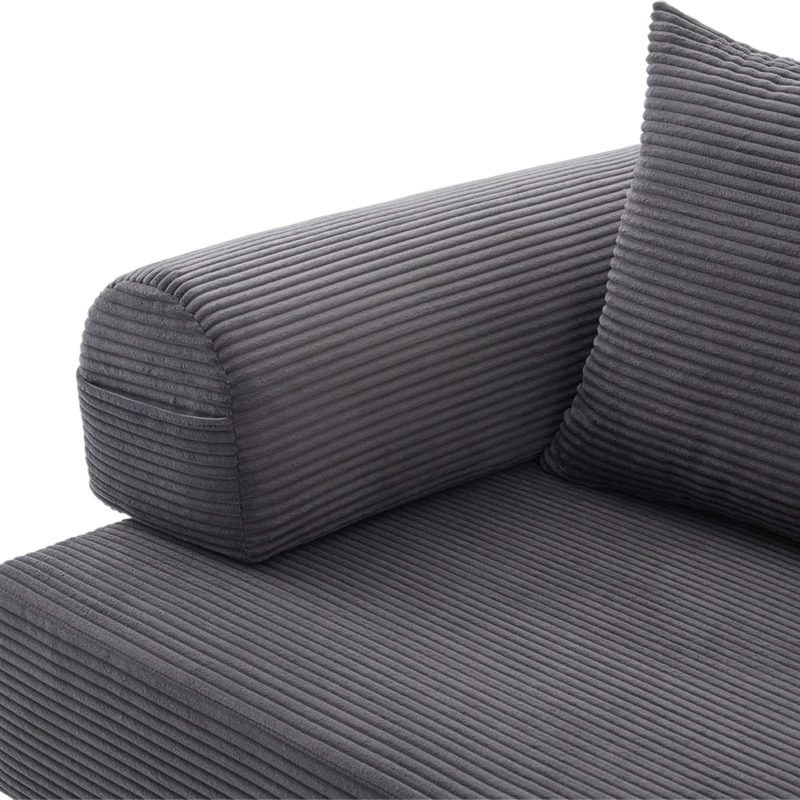 Cozy Compressible Folding Sofa with Detachable Metal Frame, Soft Modular Sectional Couch for Small Apartment, 110L x 33W x 33H cm, Dark Gray