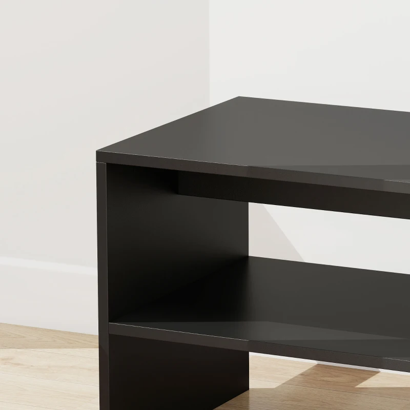 HOMCOM Mesa de Centro Moderna de Madera con 2 Niveles y Balda Abierta 100x40x41,5 cm Negro