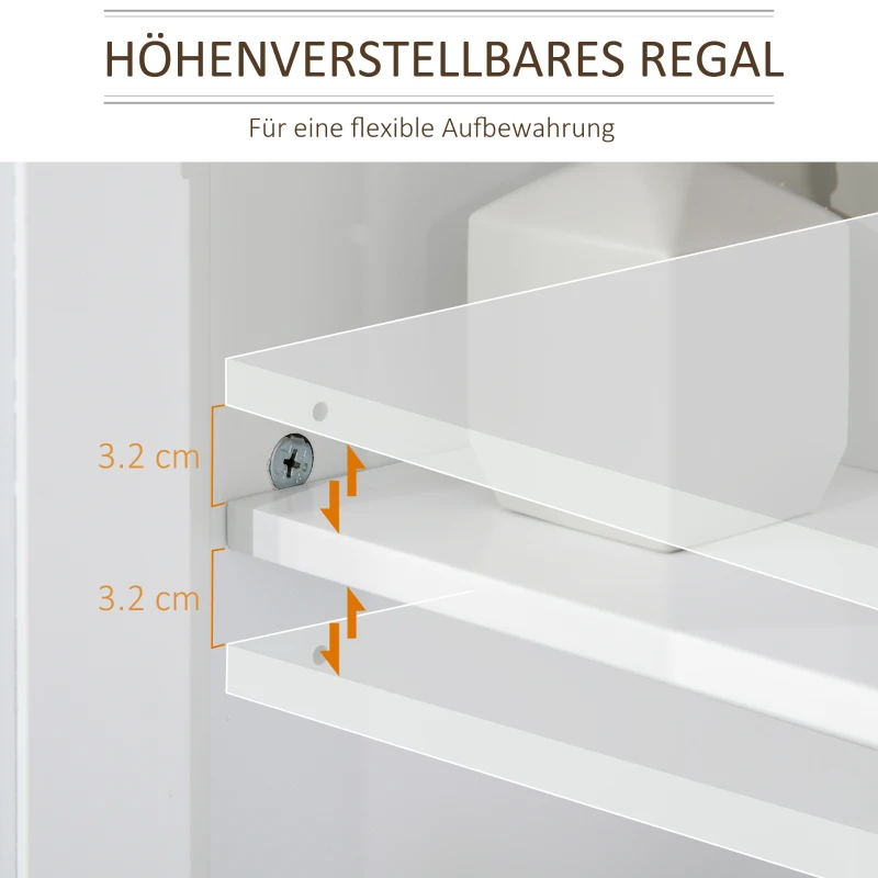 kleankin Waschbeckenunterschrank Badezimmerschrank Unterschrank Schrank mit verstellbarem Regal Weiß+Natur 60 x 30 x 60 cm