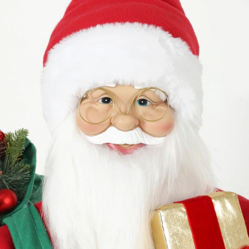 HOMCOM 4ft Singing Dancing Santa Claus, Standing Christmas Animated Santa Figure with Gift and Sack, Sound/Touch Activated