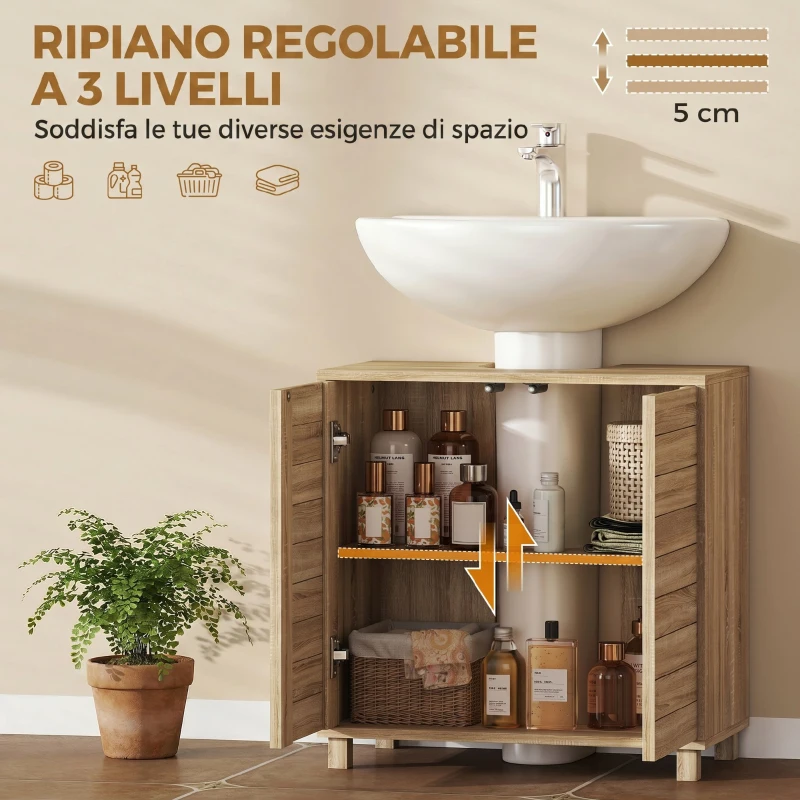 HOMCOM Mobile Sottolavabo, Bagno con Ripiano Regolabile, Push-to-Open Design.
