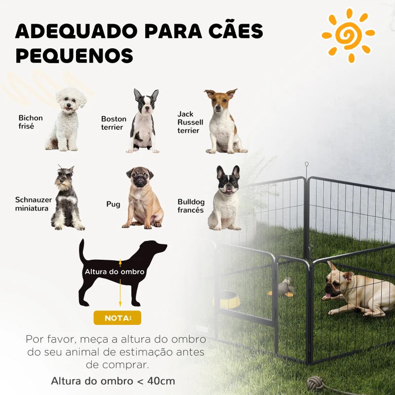 PawHut Parque para Cães de 6 Painéis de 60 cm de Altura Vedações para Cães de Aço Dobrável com Porta para Interior e Exterior Preto