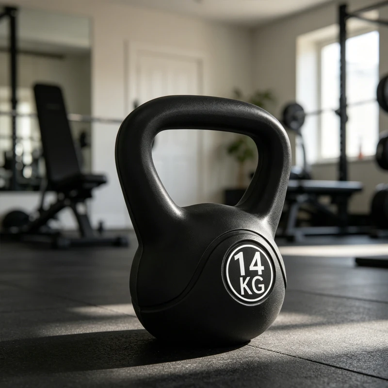 HOMCOM Kettlebell 14 kg, haltère avec poignée ergonomique, haltère à boule, musculation, entraînement, 27 x 21 x 31 cm noir