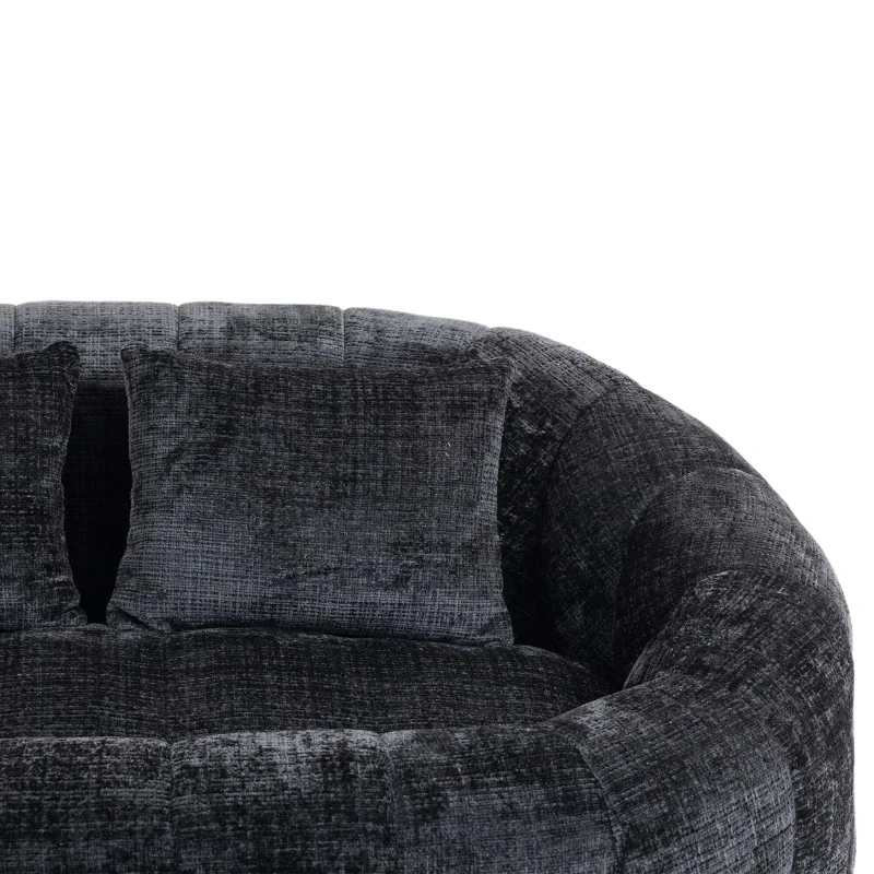 Cozy Oversized Bean Bag Sofa with 2 Matching Pillows, Soft 2-Seat Sectional Couch for Living Room and Bedroom, 145L x 95W x 63H cm, Black