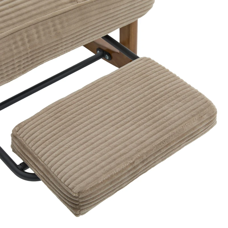 Cozy Rocking Chair with Adjustable Footrest and Side Pocket, Soft Corduroy Glider Armchair for Nursery, 92L x 80W x 70H cm, Khaki