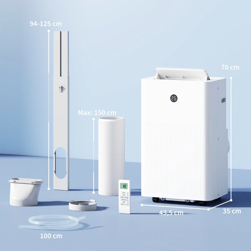 HOMCOM Tragbares Klimagerät mit 12.000 BTU, 4-in-1 Klimaanlage mit WiFi- und Sprachsteuerung, Kühlung, Entfeuchter, Ventilator, Schlafmodus