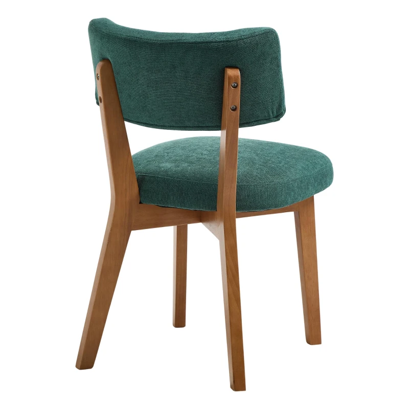 Stylish Mid-Century Dining Chairs with Ergonomic Backrest, Comfortable Upholstered Side Chairs for Dining Room, 47L x 54.5W x 77H cm, Green