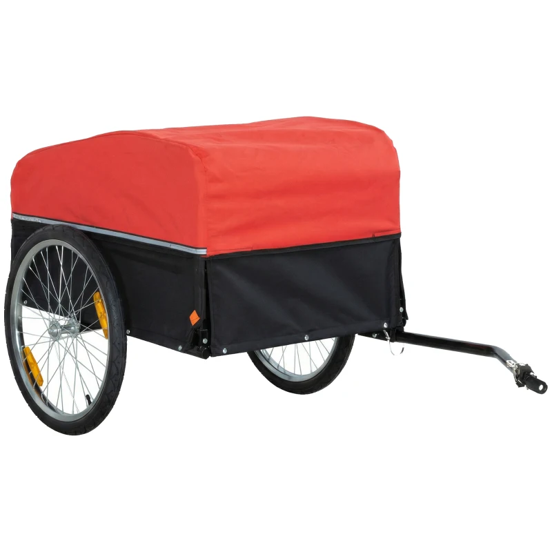 SPORTNOW Fahrradanhänger 170 Liter Fahrrad Lastenanhänger mit Kupplung Abdeckplane 51 cm Schnellspannend Luftreifen bis 40 kg