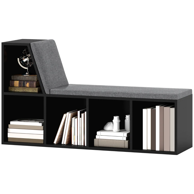HOMCOM 2 Tier Modern Bookcase Bookshelf with Removable Cushions for Living Room