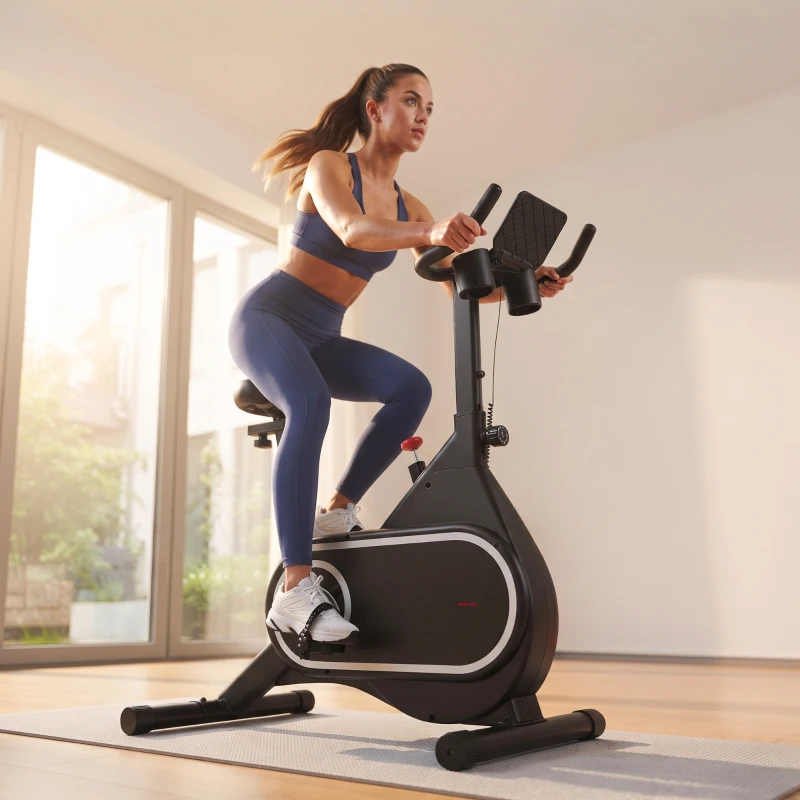 SPORTNOW Vélo d'appartement volant d'inertie silencieux écran LCD guidon et selle réglables support Ipad porte-gobelet intégrés