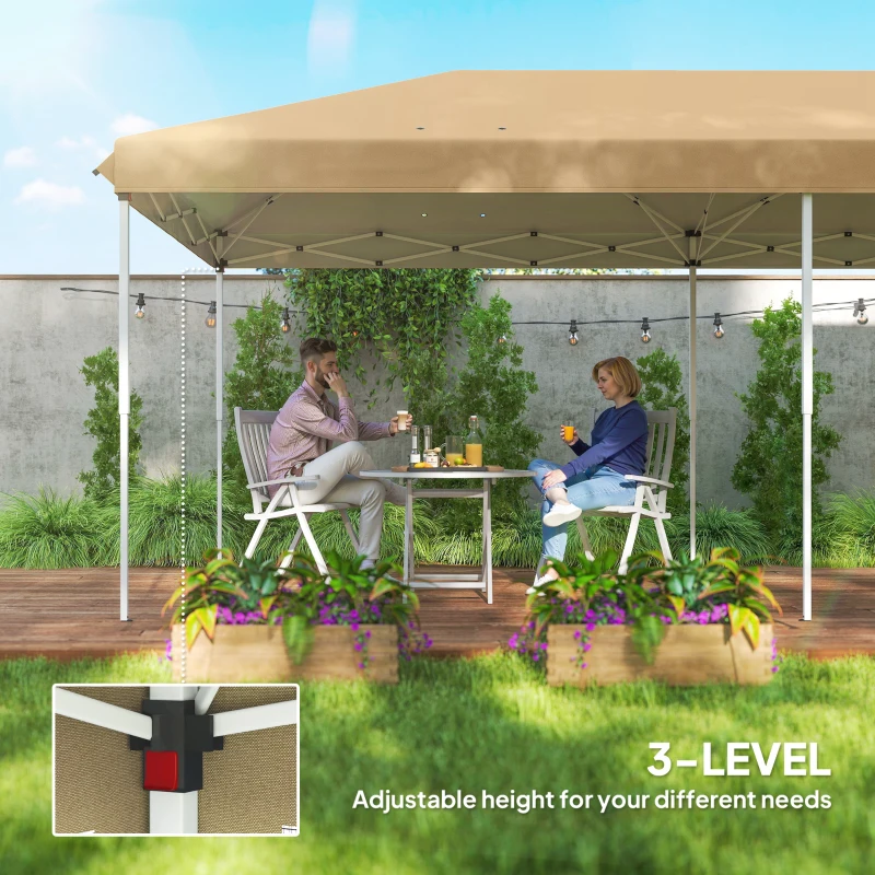 Outsunny 3 x 6m Pop Up Gazebo, Outdoor Canopy Shelter, Marquee Party Wedding Tent with 6 Mesh Walls and Carry Bag, Beige