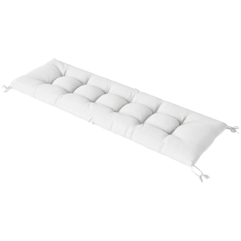 Outsunny Cojín para Banco Exterior con Correas de Sujeción Protección UV50+ Rebote Lento Interior Exterior 198x65x13 cm Crema