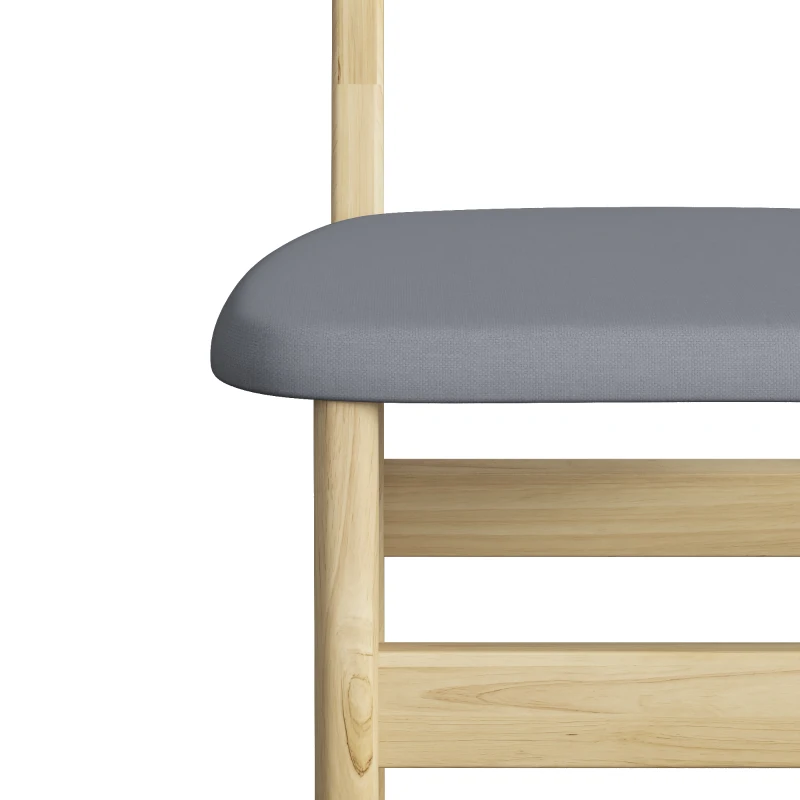 HOMCOM Lote de 2 Sillas de Comedor, Sillas de Cocina, Asientos Acolchados en Lino, Respaldo Curvado, Gris y Madera Natural
