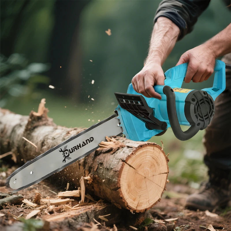 DURHAND 2000W Powerful Electric Chainsaw, 16" Aluminium Blade Portable Corded Chain Saw, 7250rpm Chain Saw for Garden Tree Pruning, 13m/s Chain Speed Auto Chain Lubrication to Cut Wood, Blue