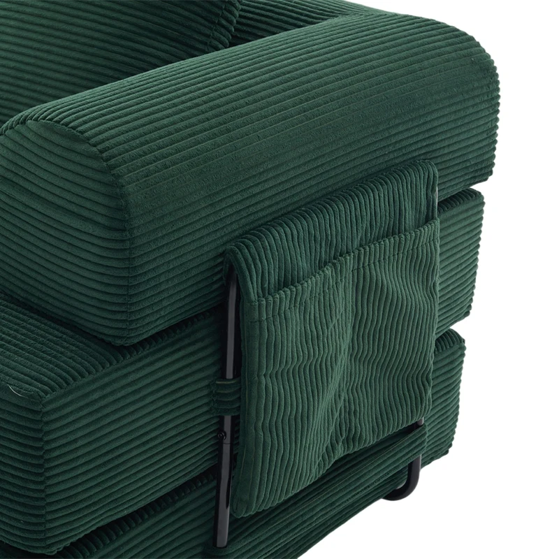 Cozy Compressible Folding Sofa with Detachable Metal Frame, Soft Modular Sectional Couch for Small Apartment, 110L x 33W x 33H cm, Emerald