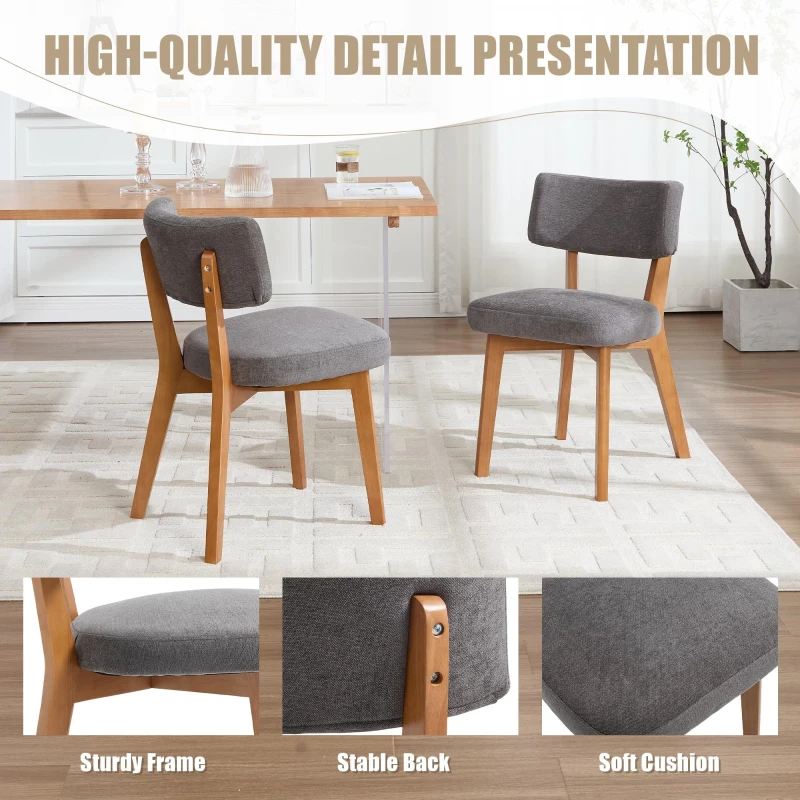 Stylish Mid-Century Dining Chairs with Ergonomic Backrest, Comfortable Upholstered Side Chairs for Dining Room, 47L x 54.5W x 77H cm, Beige