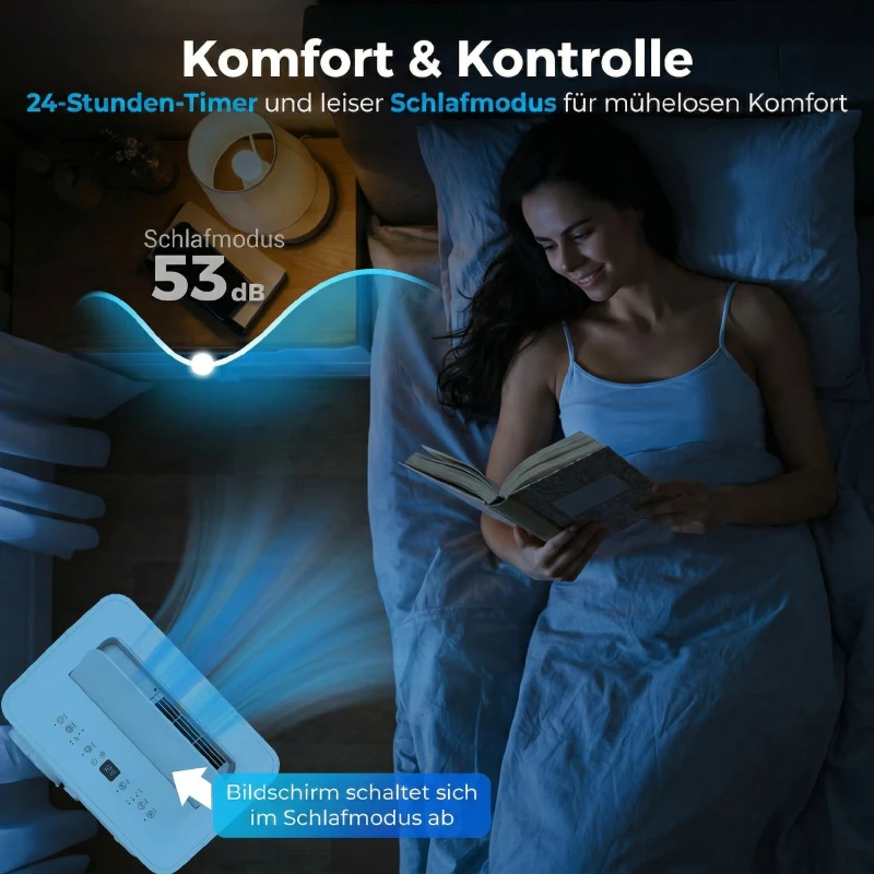 HOMCOM Tragbares Klimagerät mit 12.000 BTU, 4-in-1 Klimaanlage mit WiFi- und Sprachsteuerung, Kühlung, Entfeuchter, Ventilator, Schlafmodus
