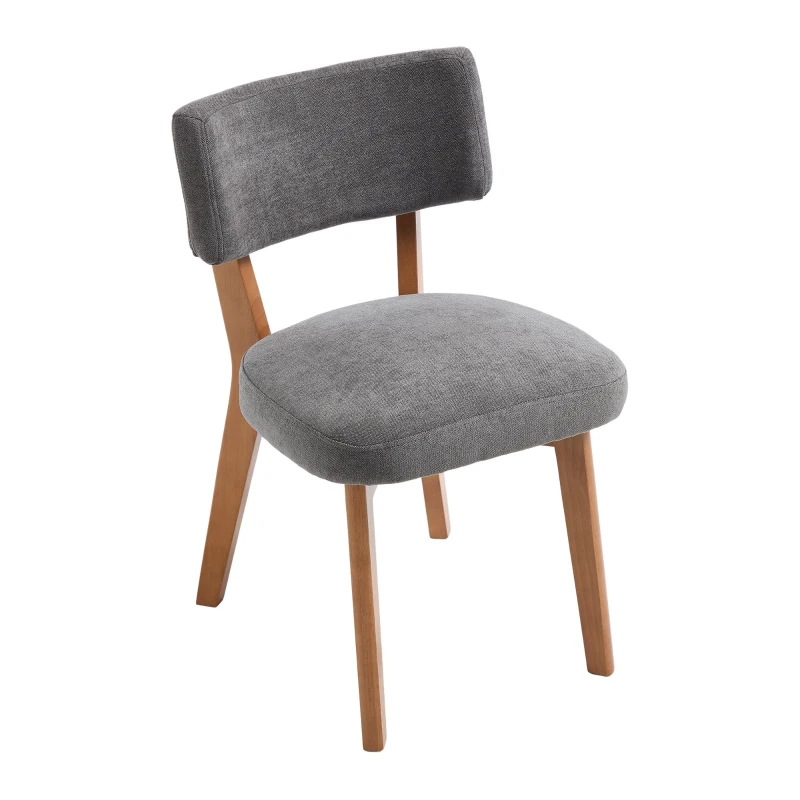 Stylish Mid-Century Dining Chairs with Ergonomic Backrest, Comfortable Upholstered Side Chairs for Dining Room, 47L x 54.5W x 77H cm, Beige