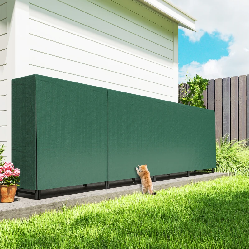 Outsunny Portalegna da 1m³ Regolabile con Telo Impermeabile in PE, in Metallo, 360x36x99cm, Nero e Verde Scuro