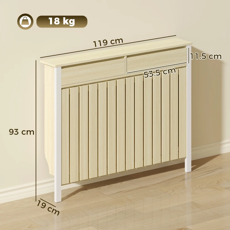 HOMCOM 93 x 119cm Rustic-Look Radiator Cover - Oak