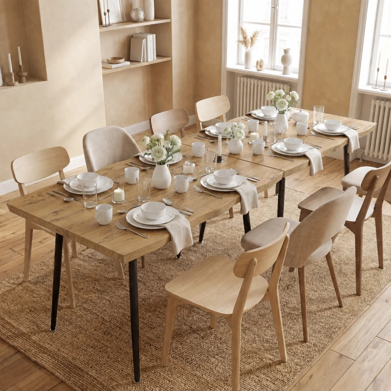 HOMCOM Masă de dining dreptunghiulară pentru 4 persoane, 110x70 cm, stejar/negru