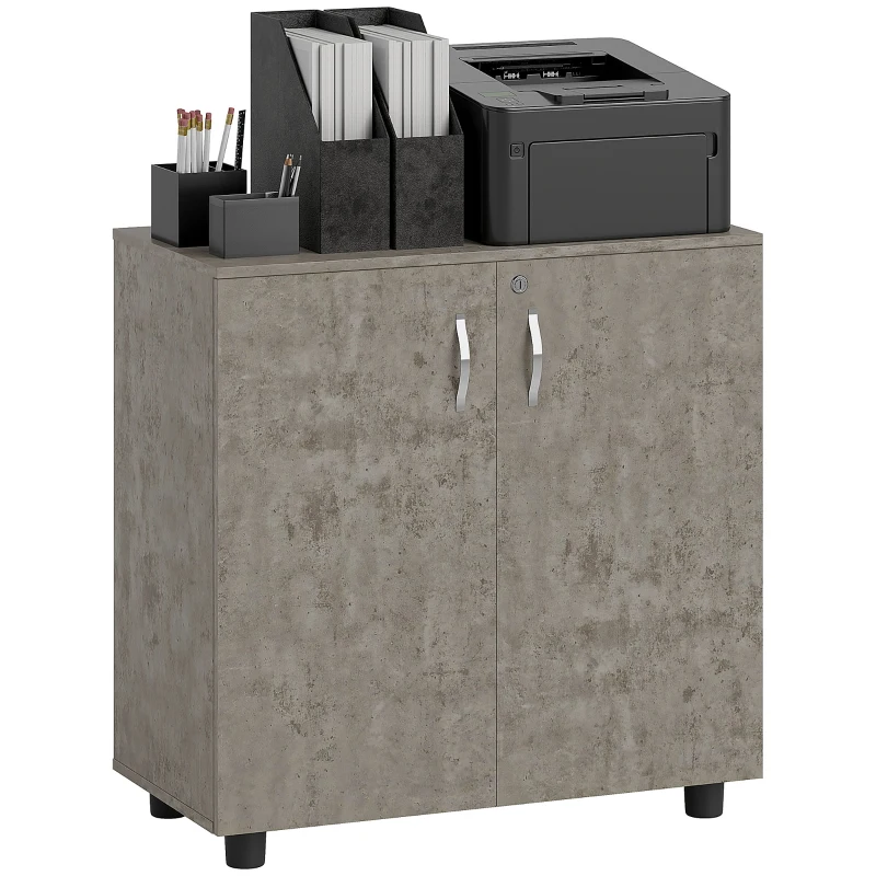 Vinsetto Armoire de Bureau à 2 Niveaux, Meuble de Rangement Bureau avec 2 Portes, Serrures et Clés, 80x40x80cm, Gris