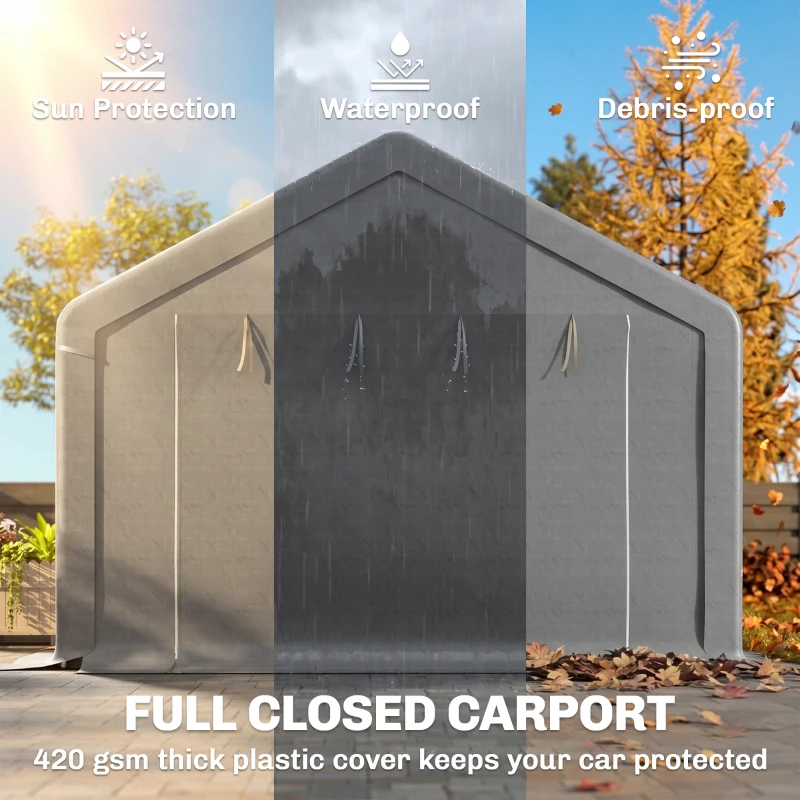Outsunny 4 x 8 m Marquee Gazebo with Sides, 420g/m² PVC Cover, Heavy Duty Party Tent Canopy & Carport Shelter for Outdoor Event, Wedding, Dark Grey
