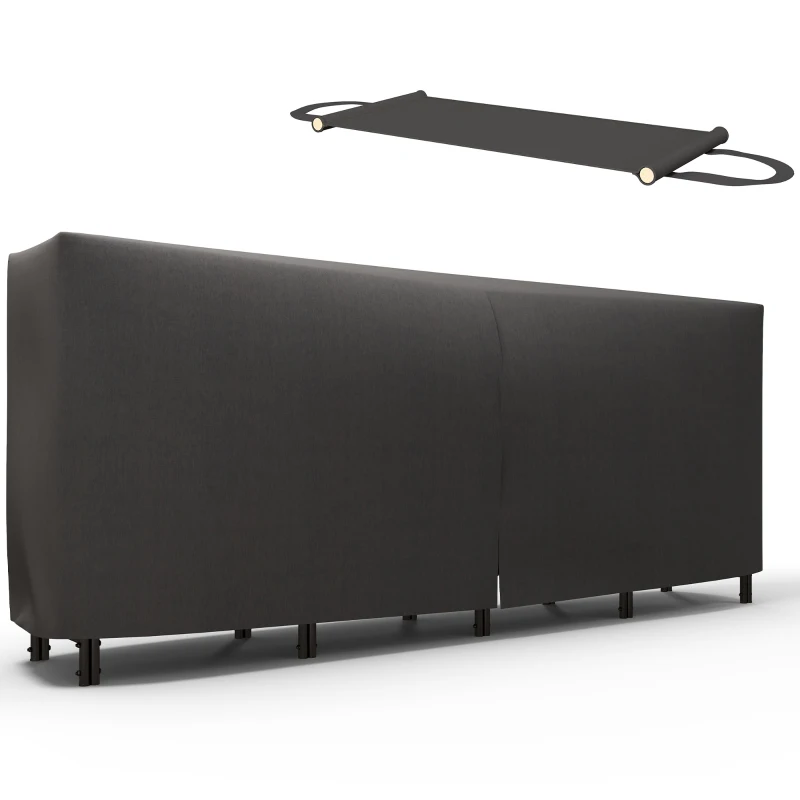 Outsunny Portalegna da Interno ed Esterno in Metallo con Telo Porta Legna e Copertura, 240x36x99cm, Nero