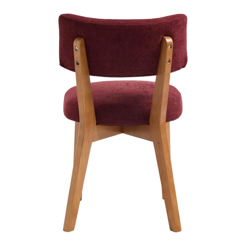Stylish Mid-Century Dining Chairs with Ergonomic Backrest, Comfortable Upholstered Side Chairs for Dining Room, 47L x 54.5W x 77H cm, Wine Red