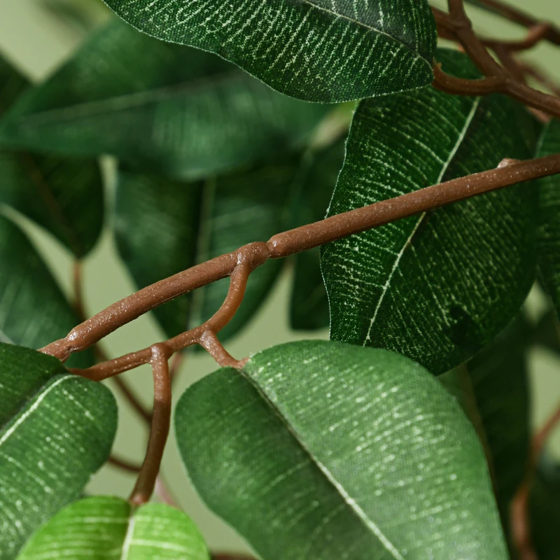 Outsunny Planta Artificial Ficus 150 cm Planta Artificial com 1008 Folhas Musgo e Vaso para Exterior Casa Sala de Estar Escritório Verde