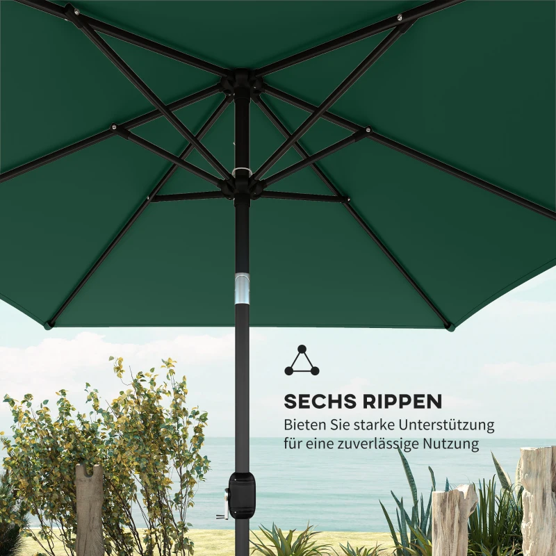 Outsunny Sonnenschirm 300 x 200 cm neigbar Balkonschirm mit Kurbel Schutzhülle Grün