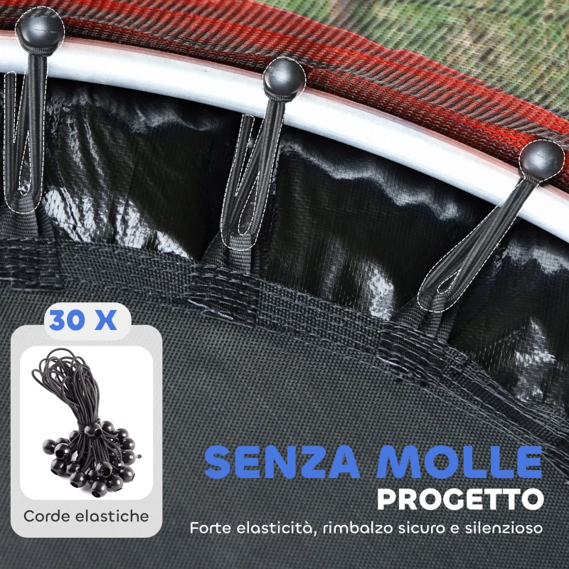 HOMCOM Trampolino per Bambini 3-6 Anni con Rete di Sicurezza, Senza Molle, Ø160x190 cm, Multicolore