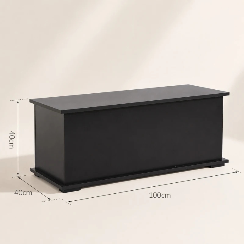 HOMCOM Baú de Armazenamento de Madeira Banco de Armazenamento para Dormitório Sala de Estar Carga Máxima 60kg 100x40x40 cm Preto